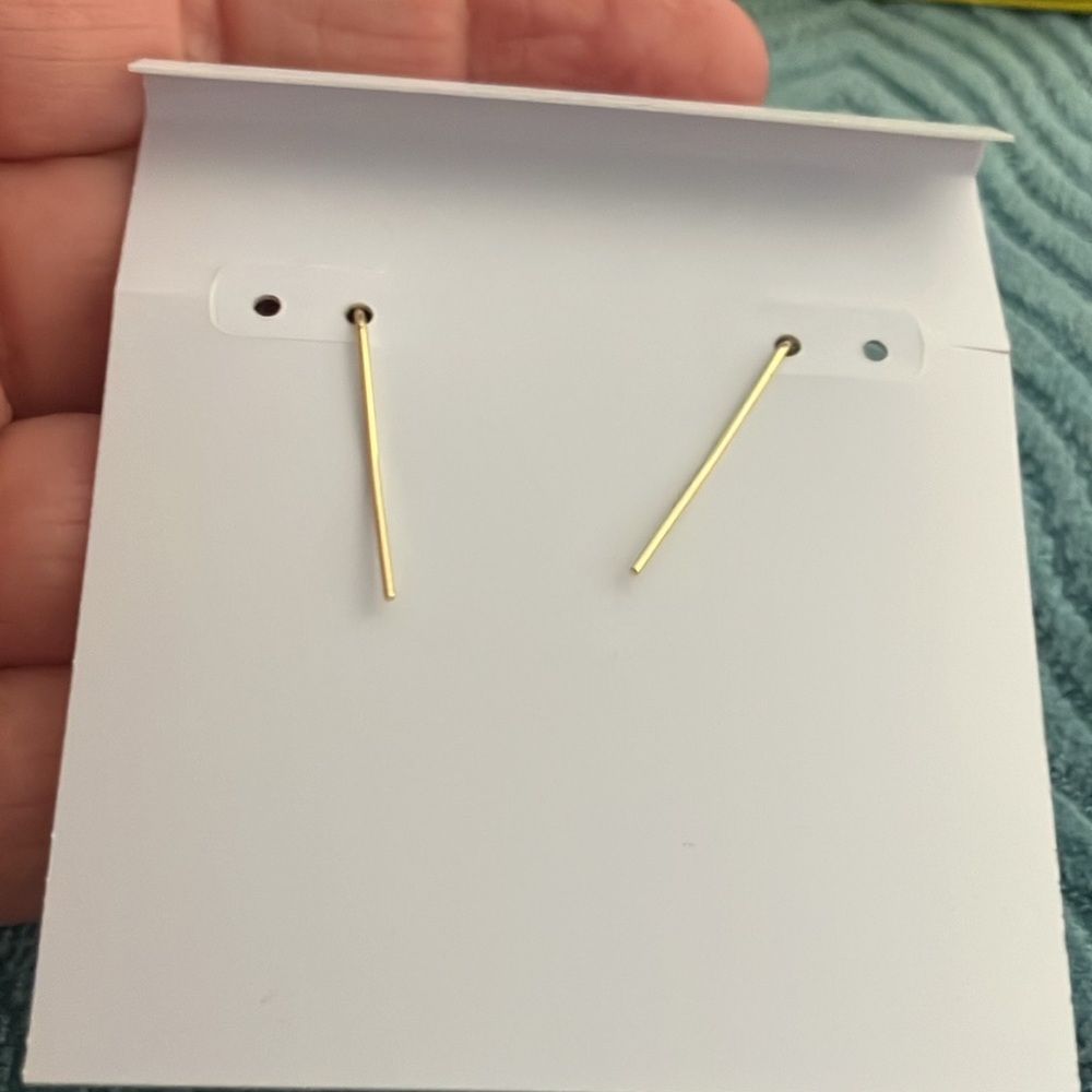 Kendra Scott Teal and Gold Oval Earrings - Picture 3 of 4
